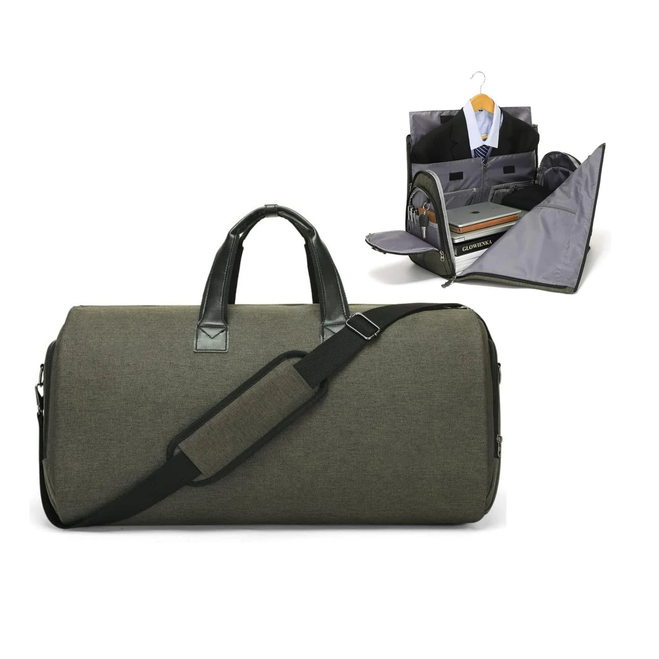 Custom 2-in-1 Convertible Garment Duffle Bag Foldable Business Travel Suitcase with Fashionable Zipper Closure for Men Women