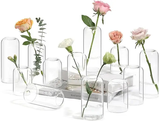 Small Flower Vase Clear Vases for Flower Decor Centerpiece Decorative Vases for House Warming Valentines' Day Thanksgiving Day MegaBDM