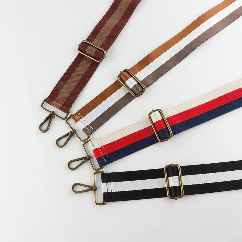 Sandwich Stripe Texture Adjustable 5 cm Wide Shoulder Strap Replacement for Handbags Bag Shoulder Strap with Bronze Buckle