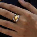 J&D 18K Gold Stainless Steel Smooth Irregular Ring Fashion Jewelry Gold and Silver Color Ring