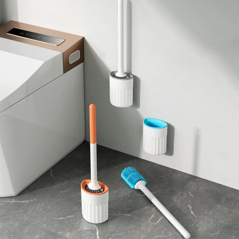 Bathroom Built in Container Hygiene New PP Rubber Plastic Cleaner Toilet Brush Holders