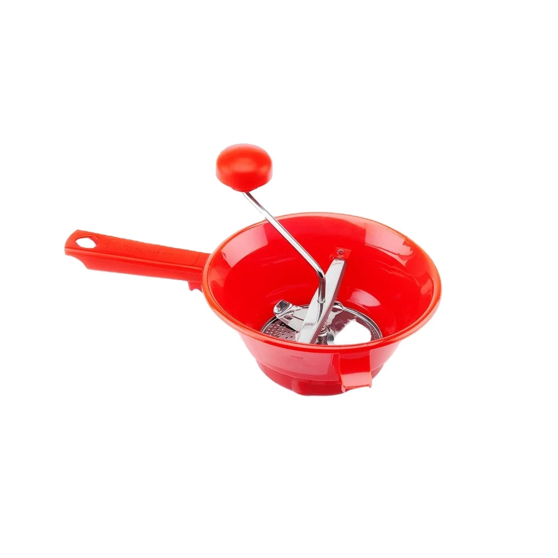 Tomatto PV022 20 cm 2-Support Manual Food Grinder 3-Discs Stainless Steel Mirror Finish PP Eco-Friendly Sauce Soup Fruit Chopper