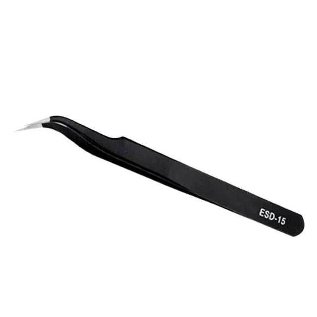 ESD-15 Industrial & DIY Grade Anti-static Non-magnetic Stainless Steel Tweezers 1.5mm Smooth Tip