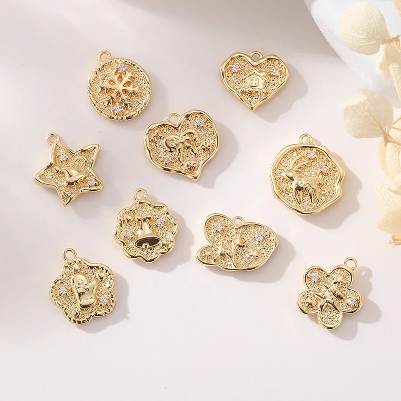 Brass Plated with 14K Gold Zircon Heart Shaped Pendant for DIY Handmade Bracelets Necklaces and Earrings Jewelry Making Charms