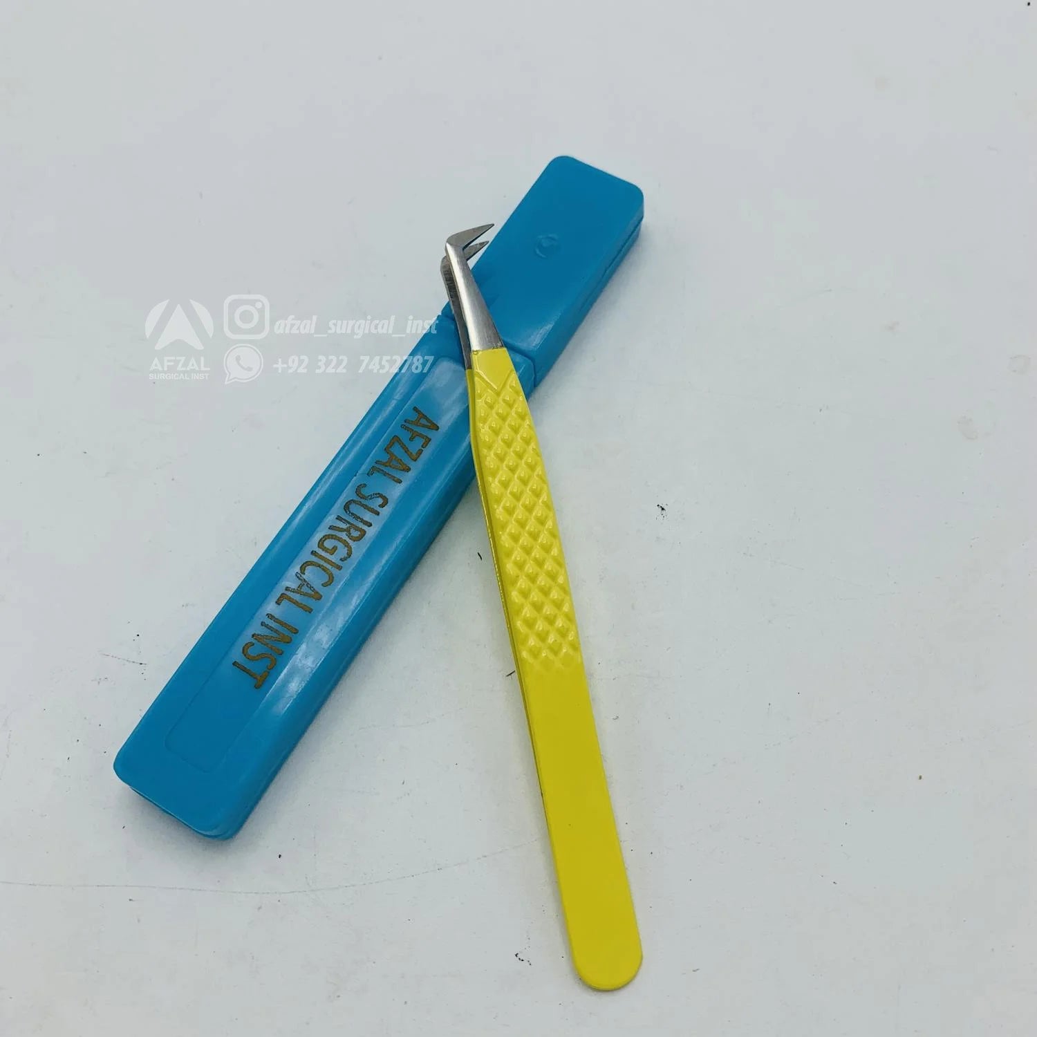 Professional Japanese Sustainable Stainless Steel Eyelash Extension Tweezers Yellow-Coated Micro Fiber Volume Private Label