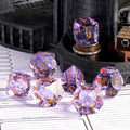 Purple Multifaceted DND 7 Piece K9 Crystal Glass Polyhedral Custom Dice Set RPG Dice for Dungeons Dragons Tabletop Games