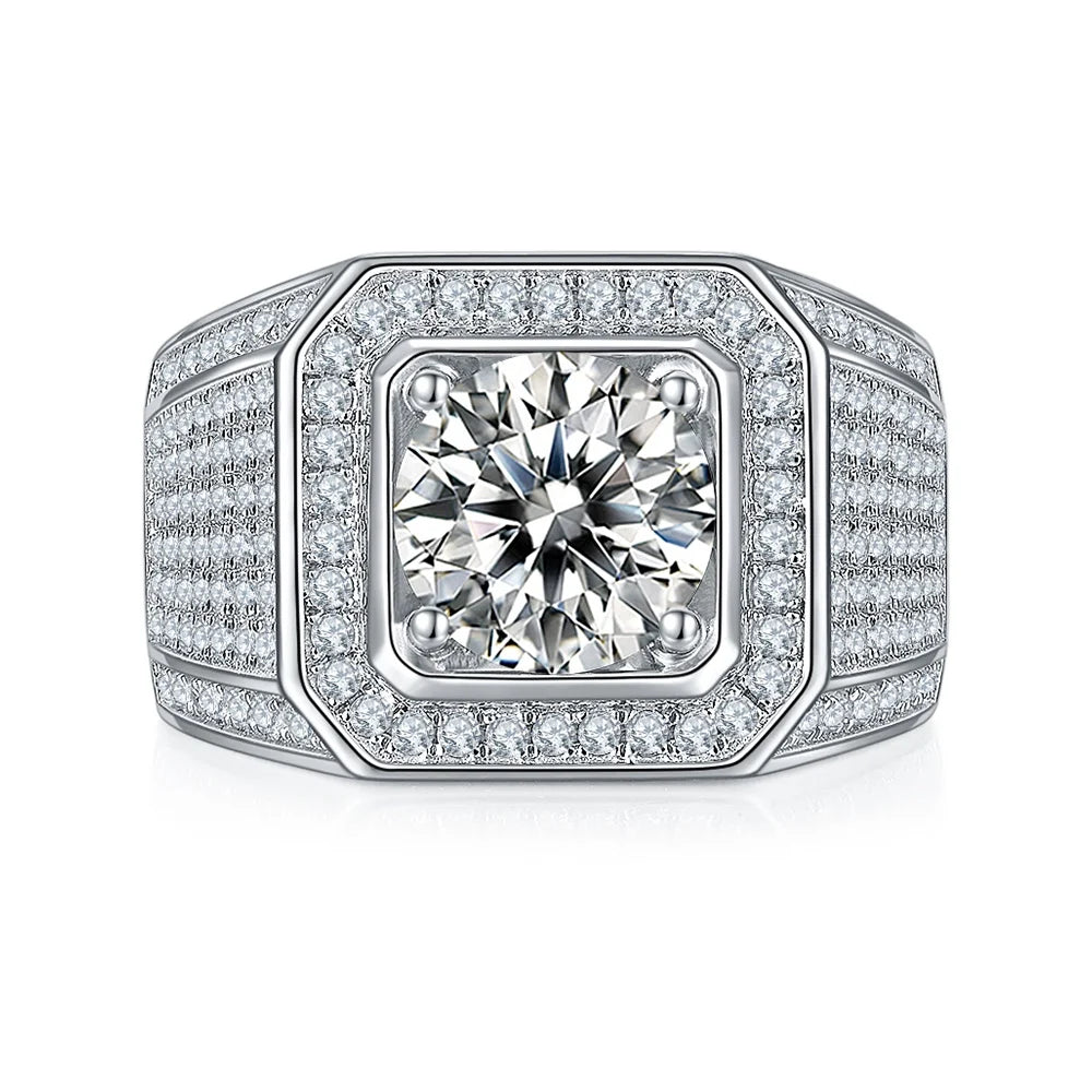 Hot 3.0CT VVS Moissanite Ring 925 Sterling Silver Wedding Band Fine Jewelry for Couples