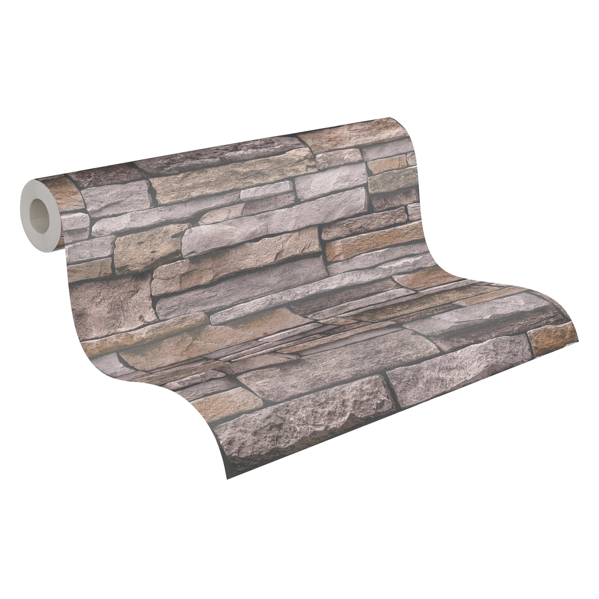 Made in Germany - Wallpaper rolls Stone Beige Brown - Non Woven Vinyl - Modern Wallpaper Stone Look for Walls - 1005 x 053 m