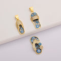 QIKU Fashion Tiny Eye Slipper Shape Charms 18K Gold Plated Copper Zircon Pendants for Necklace Making Online Selles