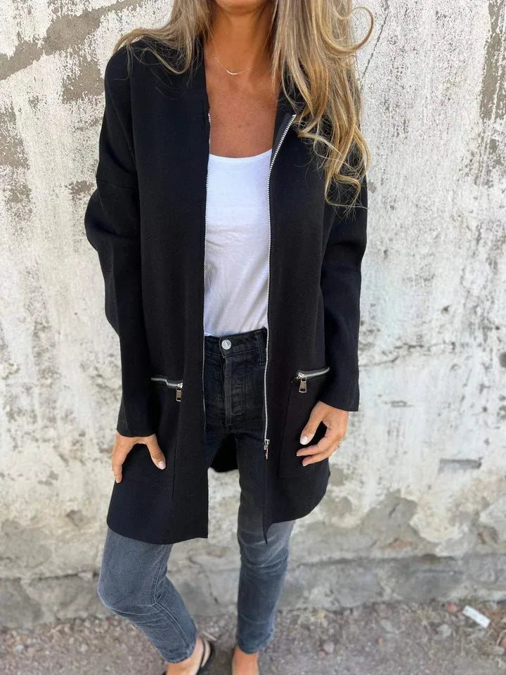 2025 Autumn/Winter New Style Women's Long-Sleeve Hooded Loose Fashion Casual Mid-Length Trench Coat 100% Polyester Zipper