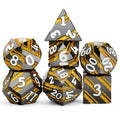 Wholesale Hot Sell DND Metal Dice Set with Metallic Stripes Square 16mm Size D4 D6 D8 D10 D12 D20 D% for D&D Tabletop Games