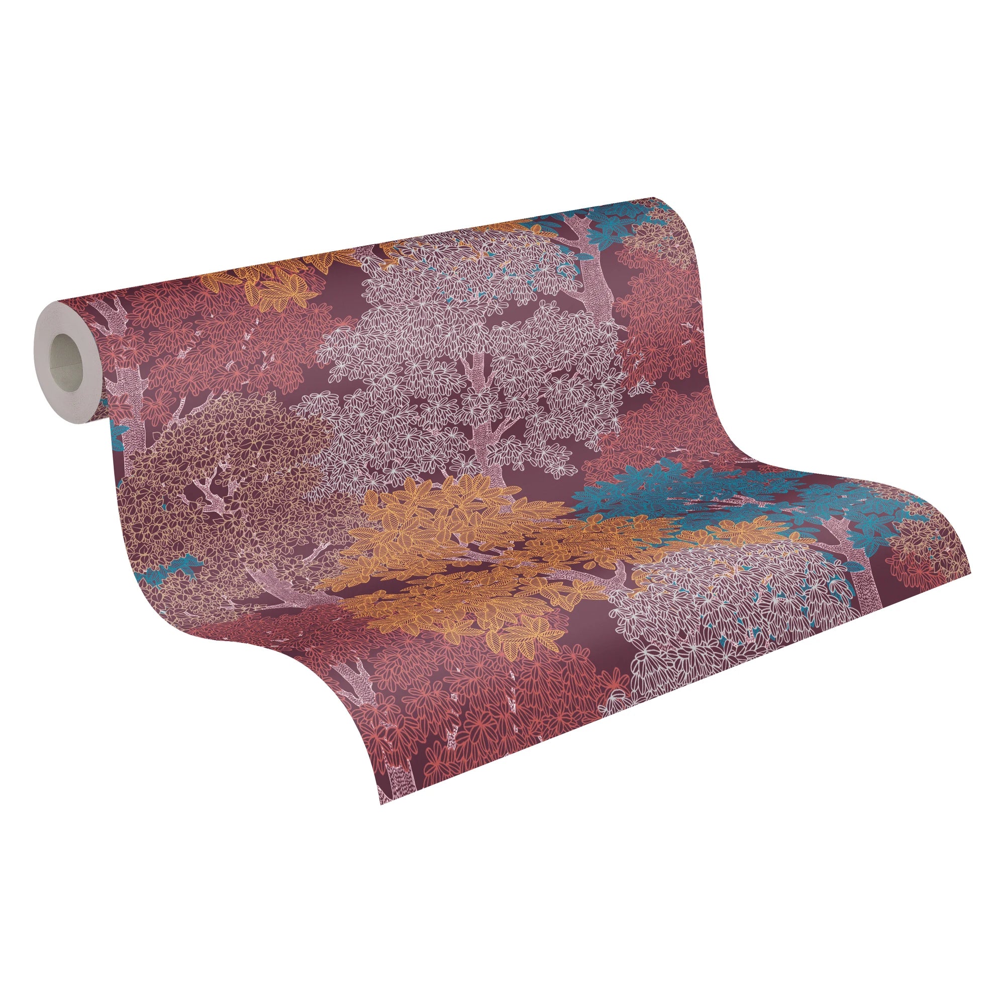 Made in Germany - Luxury Wallpaper rolls Forest Purple Red Yellow Grey Non Woven Contract Wallpaper Flowers - 1005 x 053 m