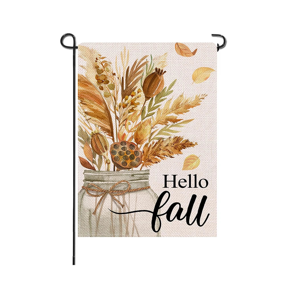 Custom Wholesale Double Sided Personalized Season Autumn Sublimation Lawn Holiday Yard Fall Season Wheat Linen Garden Flag MegaBDM