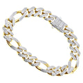 14K Yellow Gold Brass Men's Peace Trendy Fashion IGI Certified Hollow Figaro Bangles Stylish Gift Jewelry