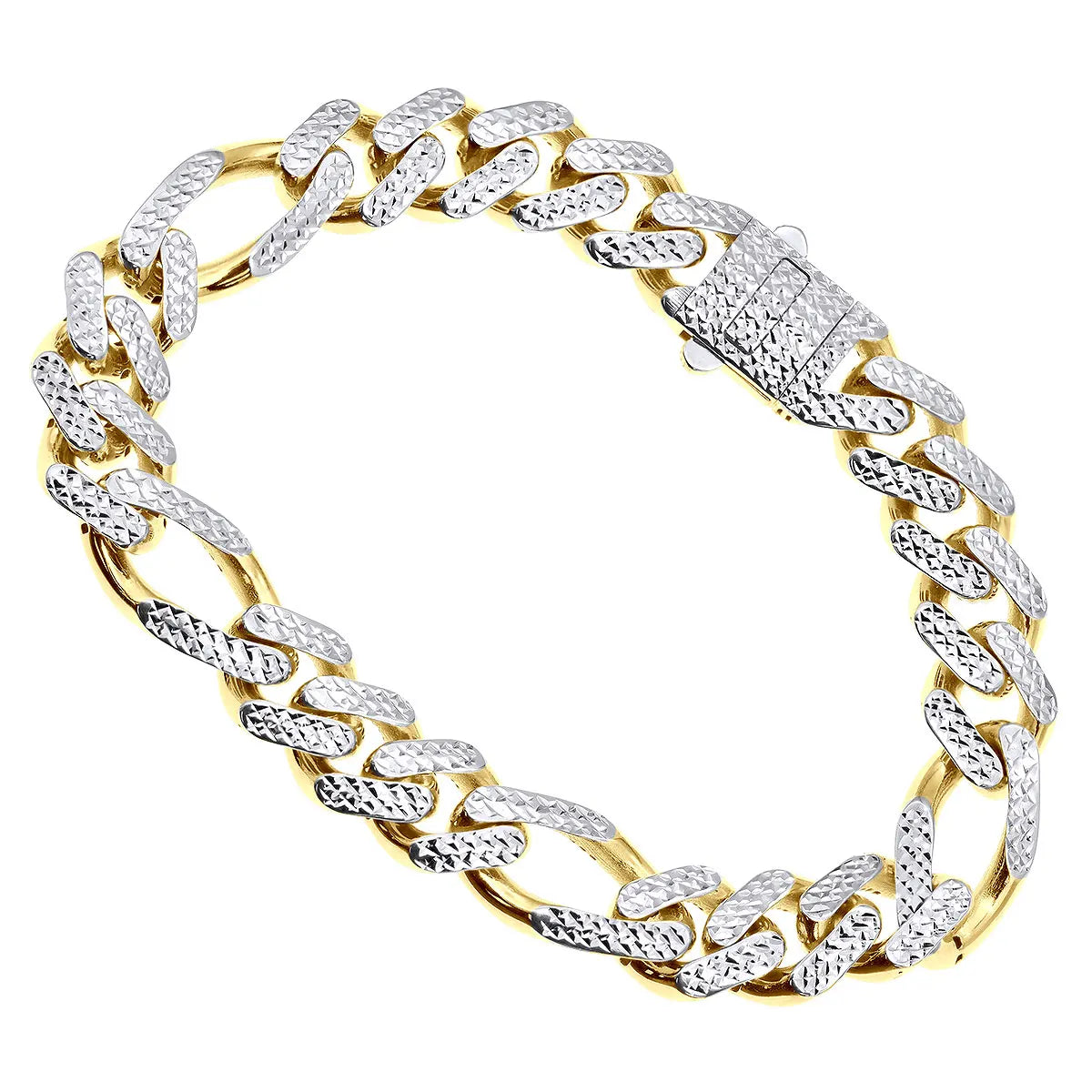 14K Yellow Gold Brass Men's Peace Trendy Fashion IGI Certified Hollow Figaro Bangles Stylish Gift Jewelry