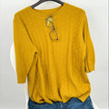 Hot Selling High Quality Women's Knitted Pullover Sweater Short Sleeves Crew Neck Solid Pattern in Gold for Autumn Casual Style