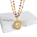 Fenyi Wholesale Jewelry Retro Fashionable Ladies Simple Double Layer Stacking Beaded Sunflower Pendant Necklace Clavicle Chain