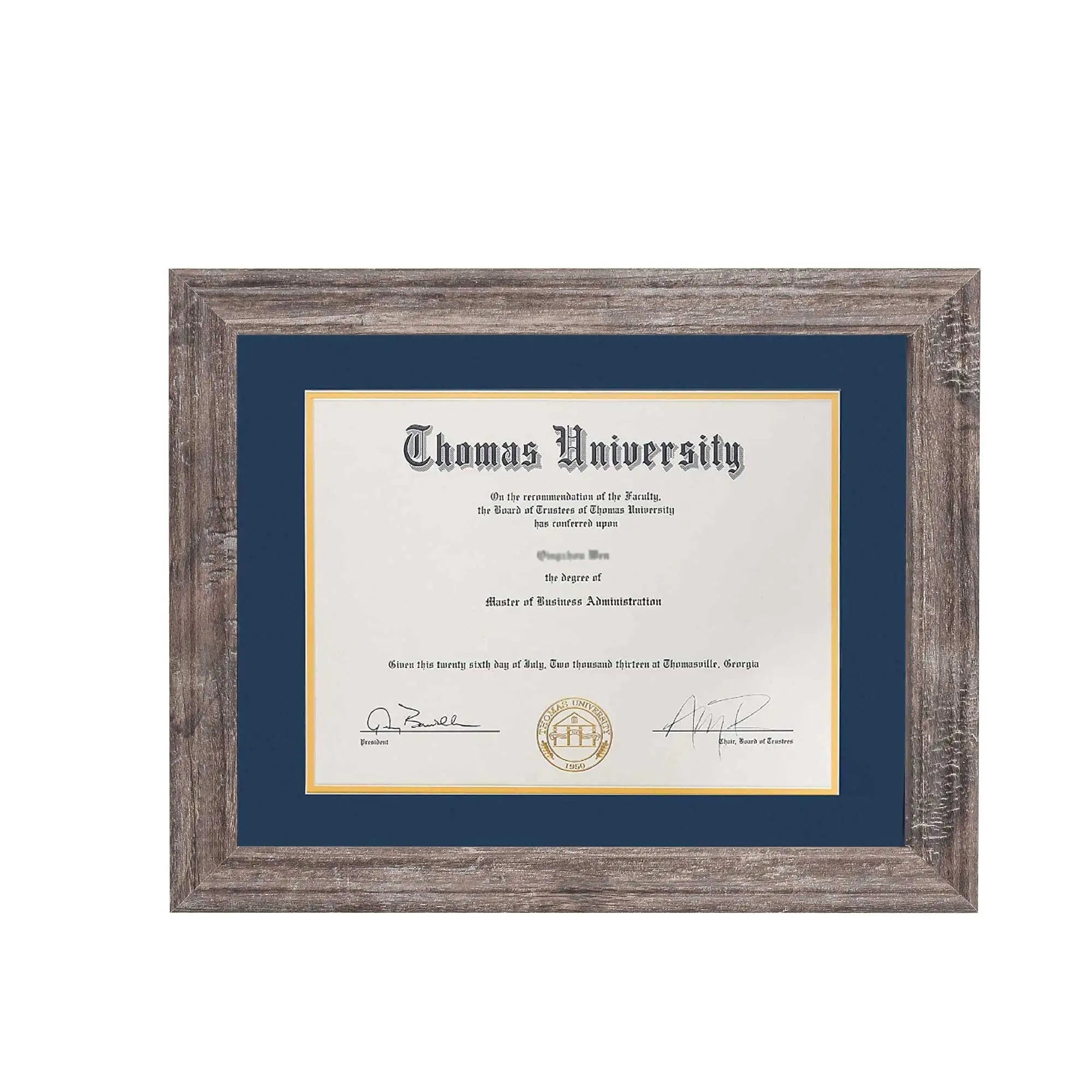 Graduation Diploma Picture Frame With Tempered Glass and Multiple Mats Wood Certificate Frames Rustic Brown Vintage Style