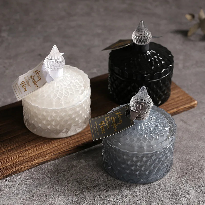High-end Home Decor Luxury Glass Jar Aromatherapy Personalized Soy Wax Scented Candle
