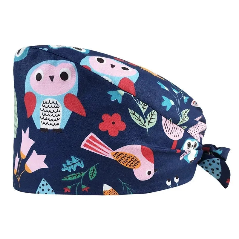 6Pcs Cute Printed Working Cap Scrub Cap Adjustable Working Cap with Button Bouffant Caps High Quality Material MegaBDM