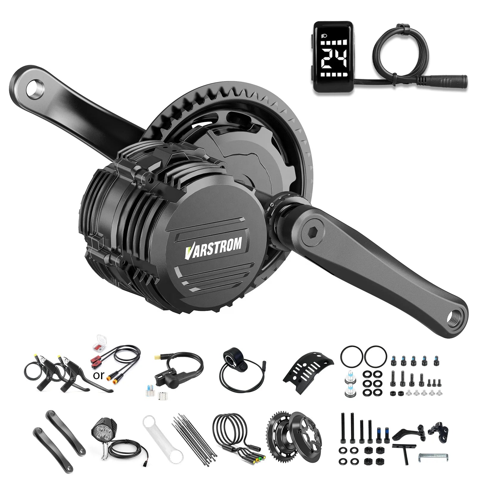 Varstrom Torque Sensor TSDZ16 1000W 48V Mid Drive Motor Electric Bike Conversion Kit 700C Thumb LCD Display 160N.m Ebike Kit