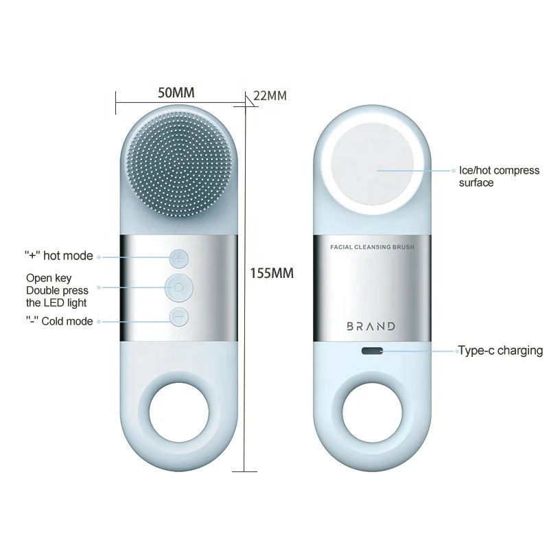 Waterproof IPX 7 New Electric Sonic Heated Silicone Face Scrubber Household Deep Cleansing for Nose Skin Care Brush