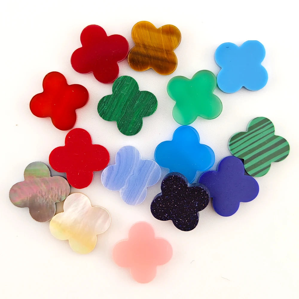 Factory Wholesale Agate Stone Four Leaf Clover Stone for Jewelry Malachite 4 Clover Black Loose Agate Gemstone for Bracelet