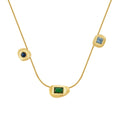 Latest 18K Gold Plated Brass Jewelry Round Snake Chain Colorful Zircon Charms Hypoallergenic for Women Gifts Necklace P243463