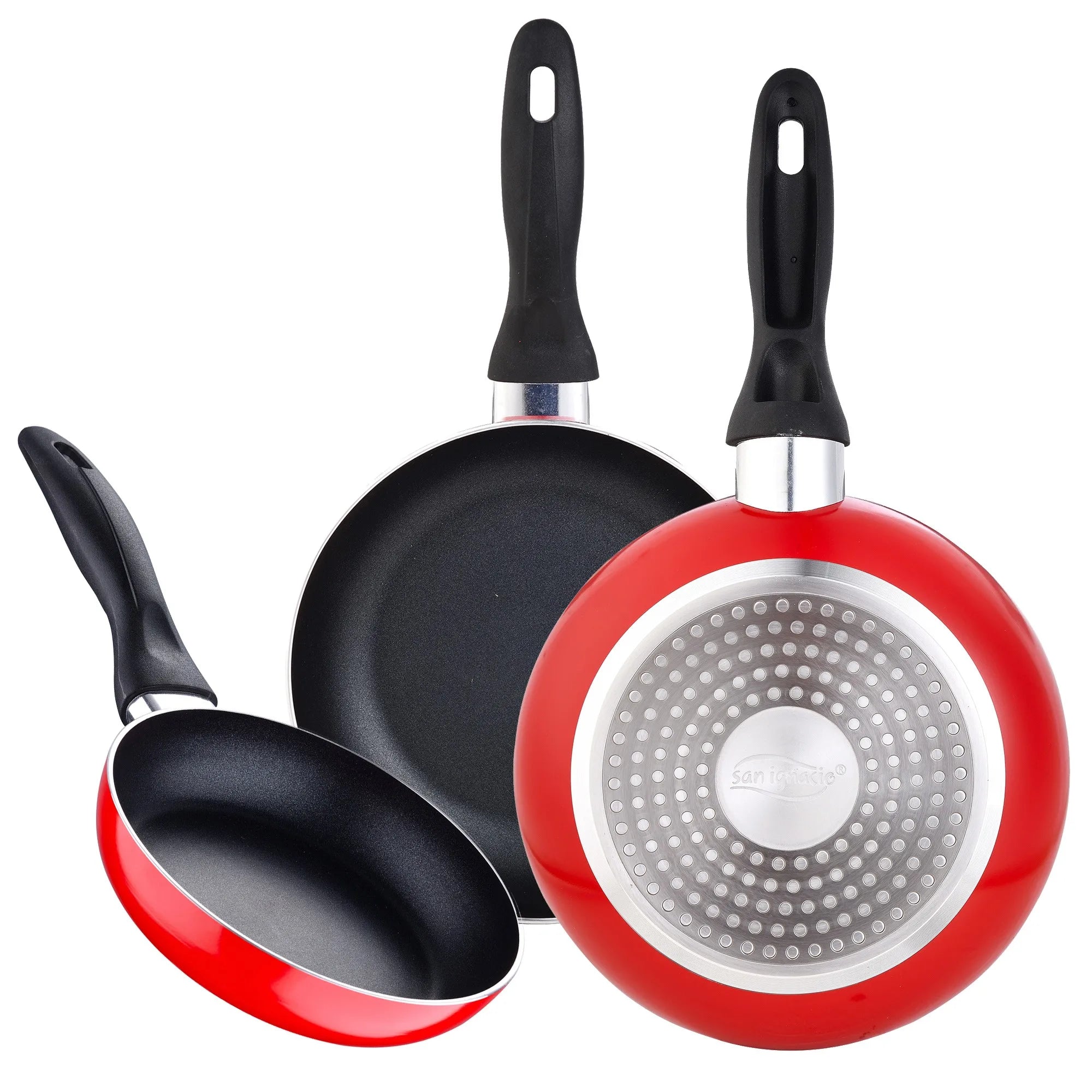 Set of 3 frying pans 16/20/24 cm SAN IGNACIO Navy Red collection