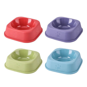 Eco-Friendly Durable Plastic Square-Shaped Pet Bowl for Dogs and Cats Indoor Feeding