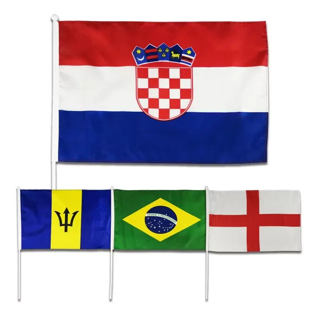 100% Polyester All Countries Mini Hand Wave Flag with Screen Printing