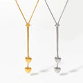 Elegant Adjustable Lariat Stainless Steel Necklace Dainty Heart Pendant Box Chain Necklaces for Women Romantic Jewelry