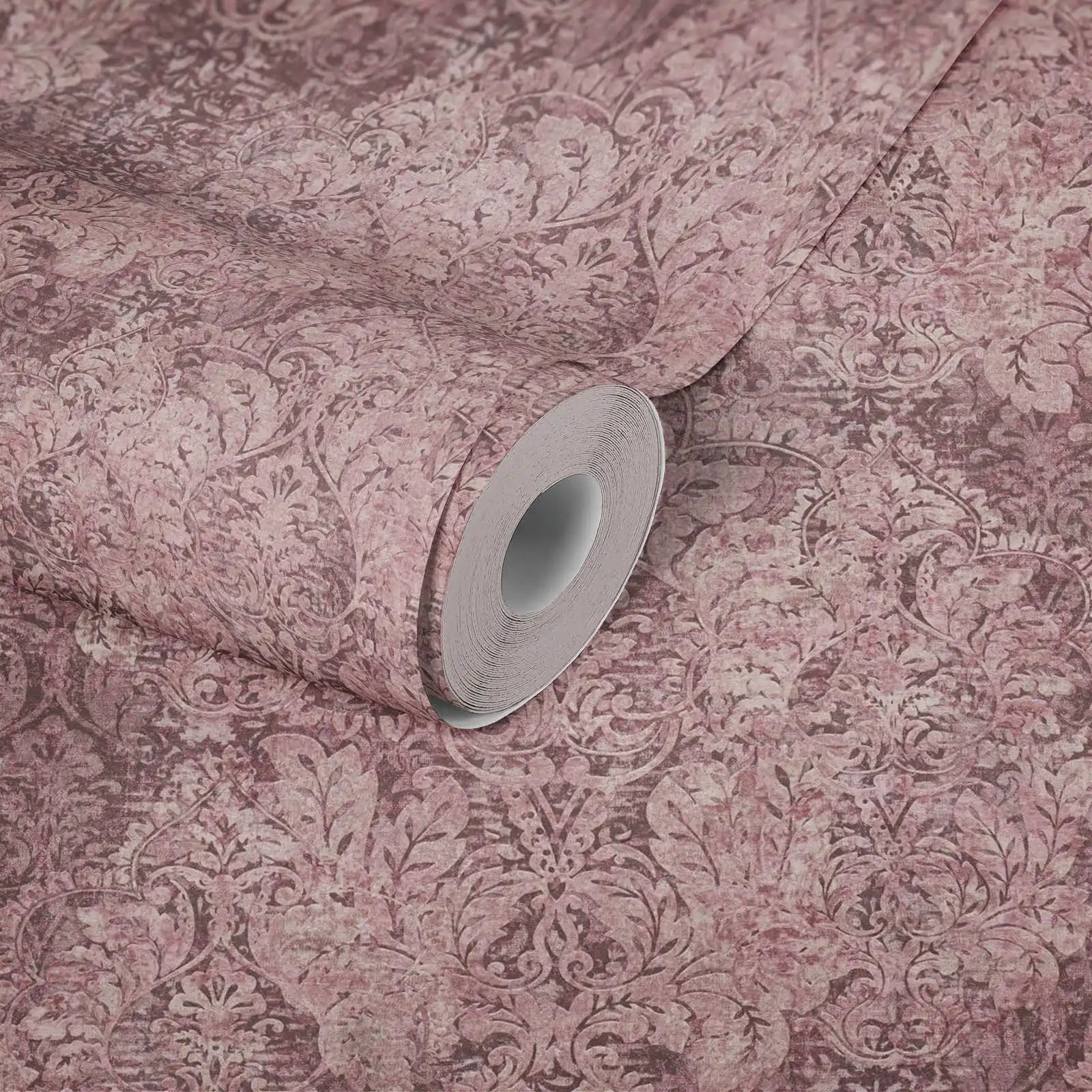 Made Germany Sale Victorian Damask Wallpaper Rolls Pink Red Purple Non Woven Vinyl Abrasion-Resistant for Living Room Kitchen