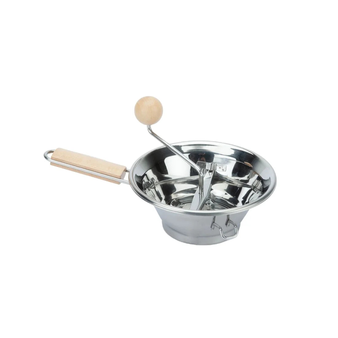 Italian Stainless Steel Fruit Vegetable Tools Manual Food Grinder Potato Mashers Ricers 2 Supports 3 Discs Wood Handle Mirror