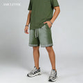 Oversized Casual Men's Shorts Vintage 330GSM 100% Cotton Straight Leg Summer Streetwear Custom Rhinestone Logo Athletic Pants