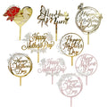 Butterfly Happy Mothers Day Gold Acrylic Letter Cake Decoration Topper Toppers for Mother's Party Cake Decor
