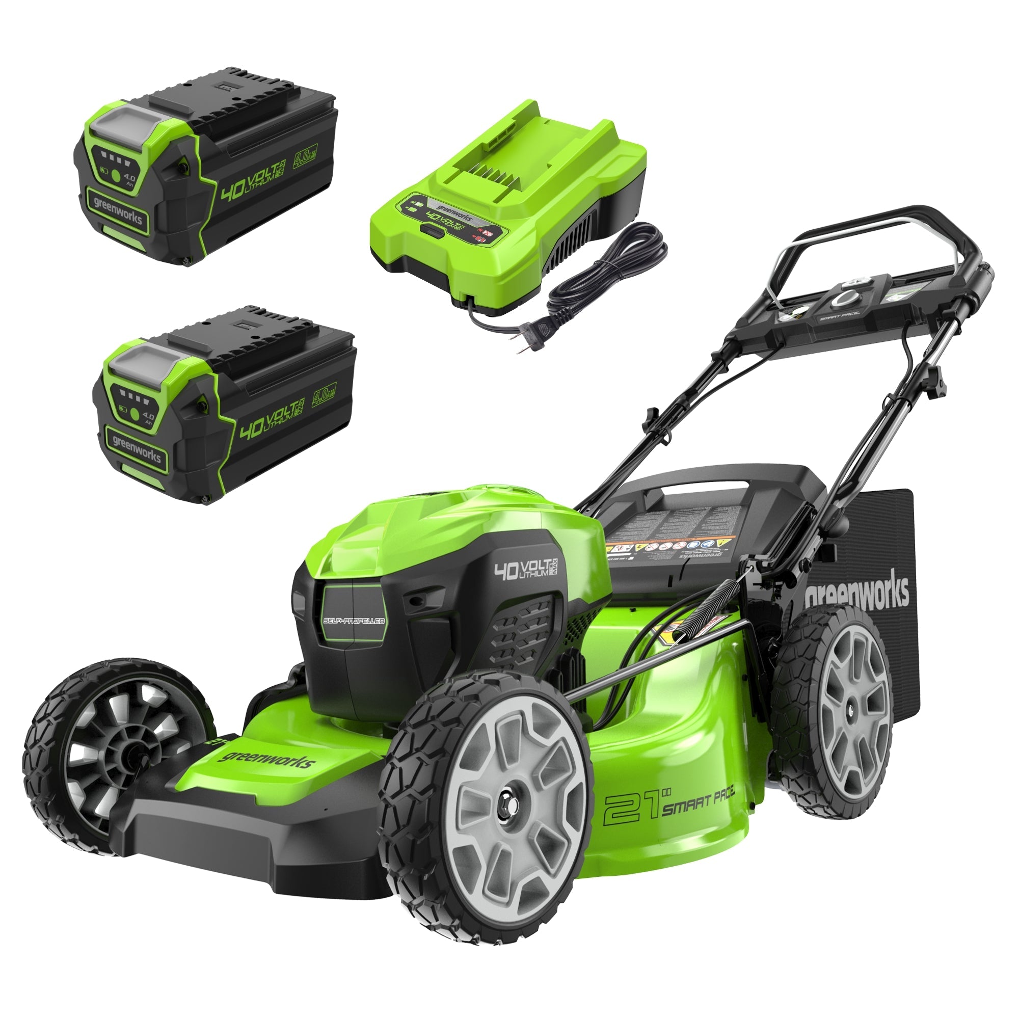 40V 21" Cordless Battery Self-Propelled Lawn Mower: (2) 4.0Ah Batteries and Charger, LM2124S MegaBDM