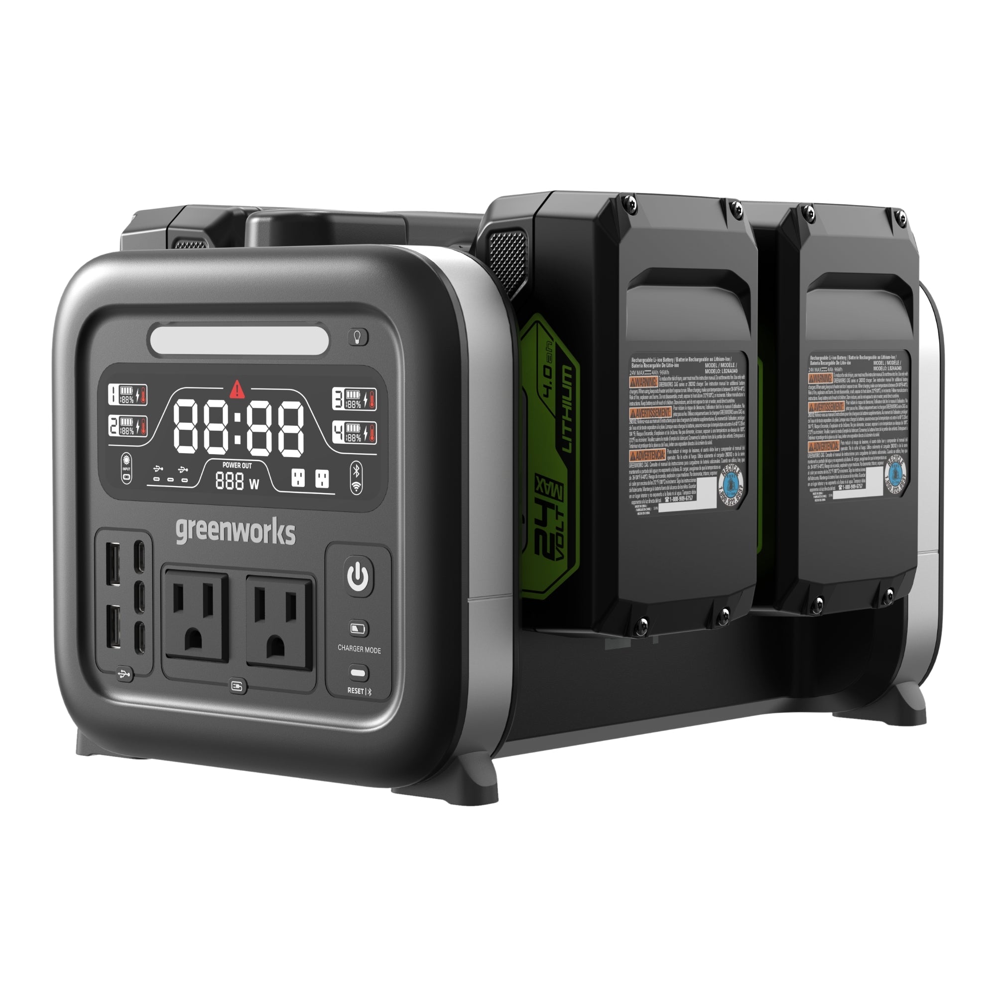 24V 500W Portable Power Station, (4)4.0 Ah Battery and Charger MegaBDM