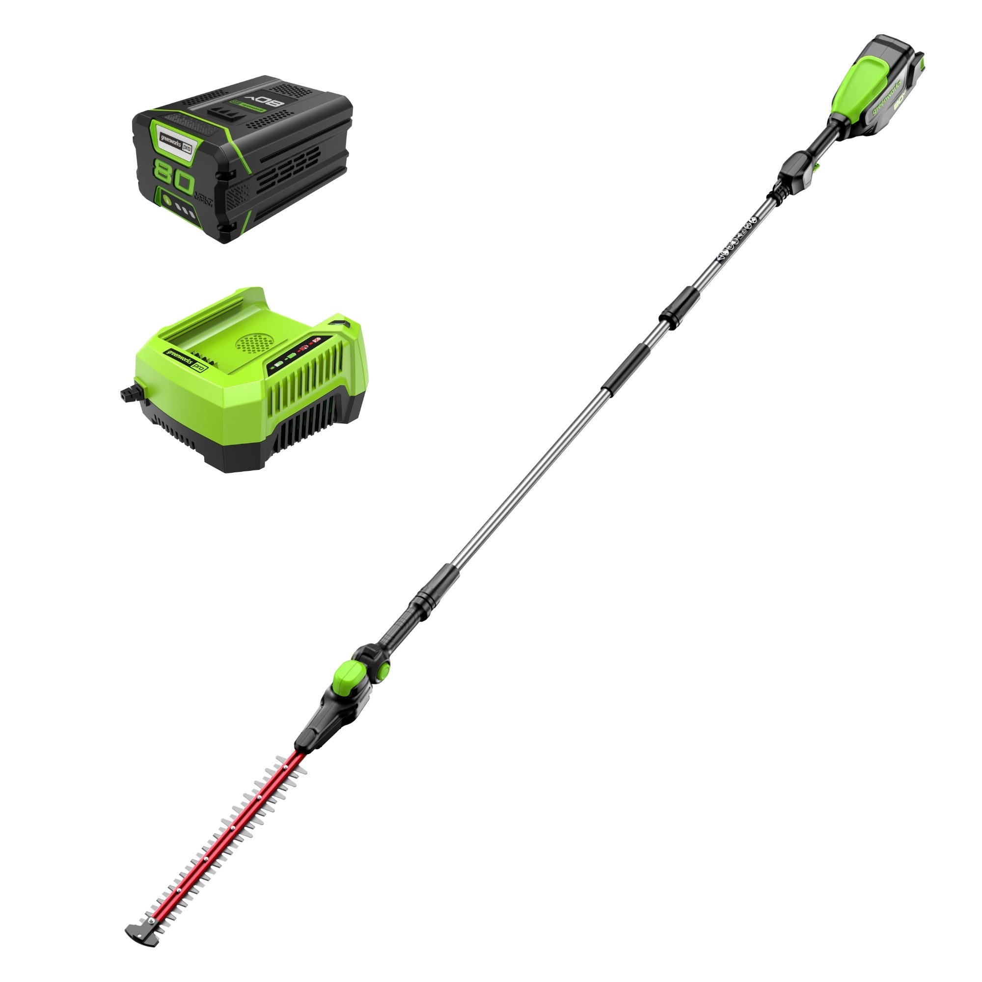 80V 20" Cordless Battery Pole Hedge Trimmer (1.2" cut, 4000 SPM): 2.0 Ah Battery and Charger MegaBDM