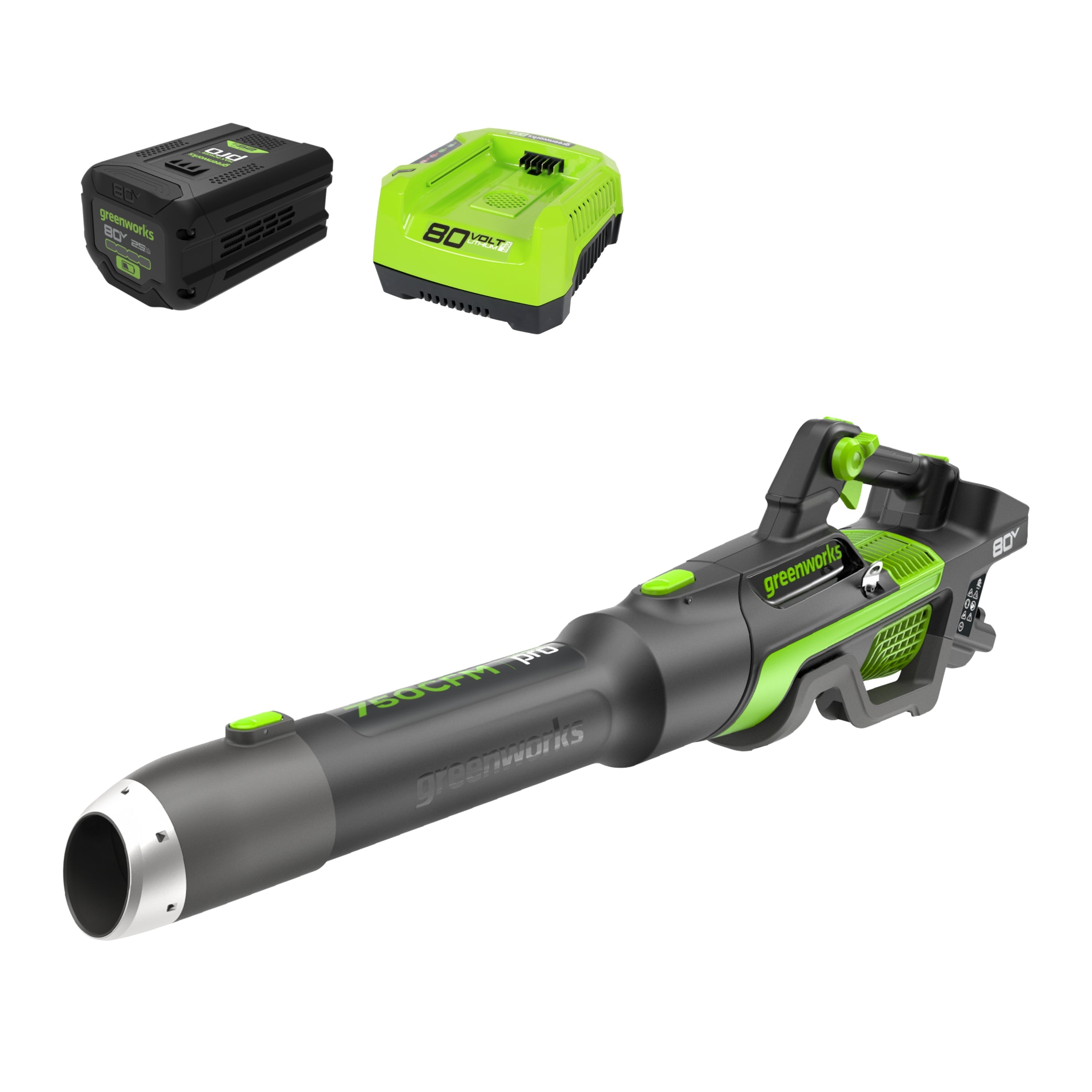 RENEWED 80V 750CFM Cordless Battery Leaf Blower: 2.5 Ah Battery and Charger MegaBDM