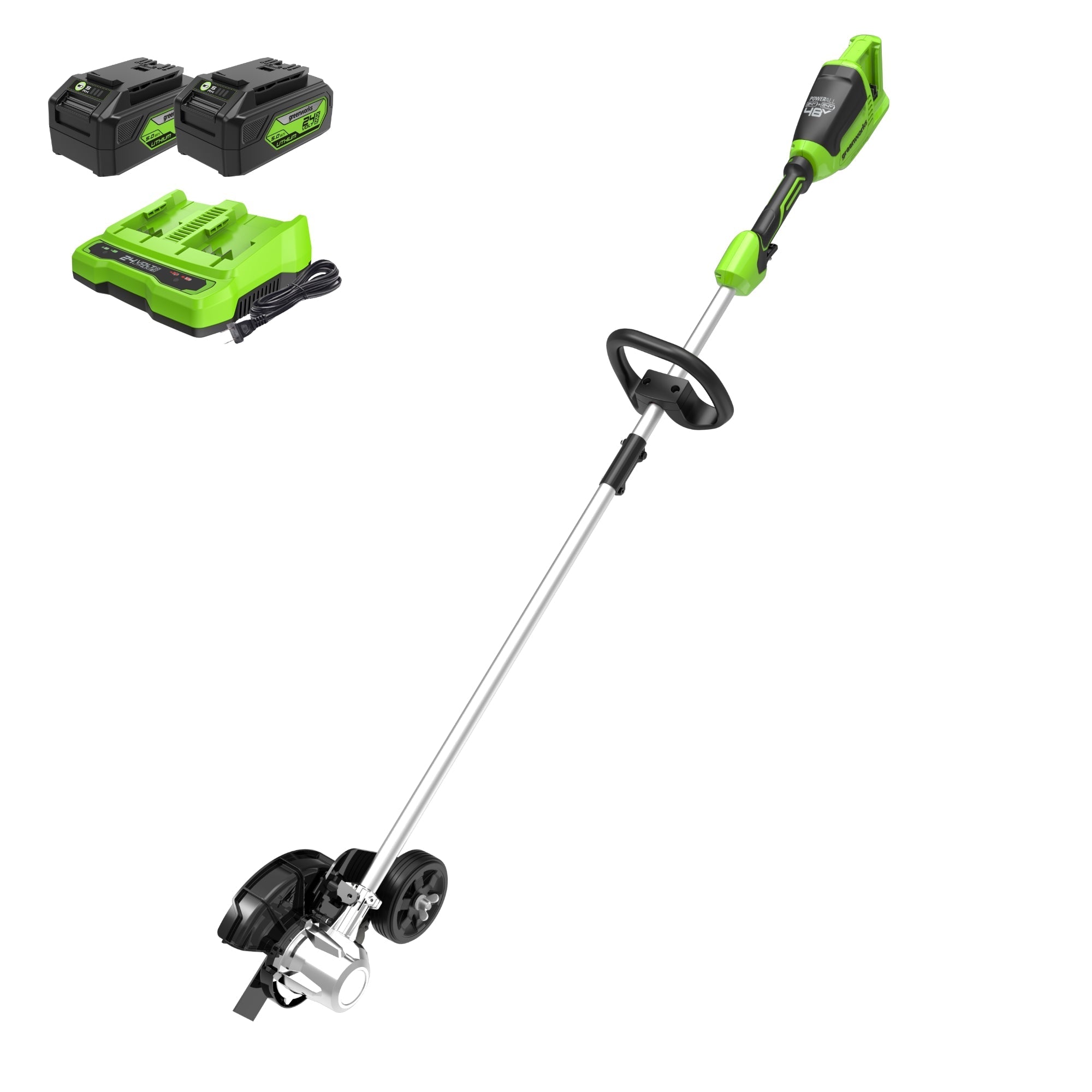 48V (24V x 2) 8" Edger: (2) 4.0 Ah USB Batteries and Dual-Port Charger MegaBDM