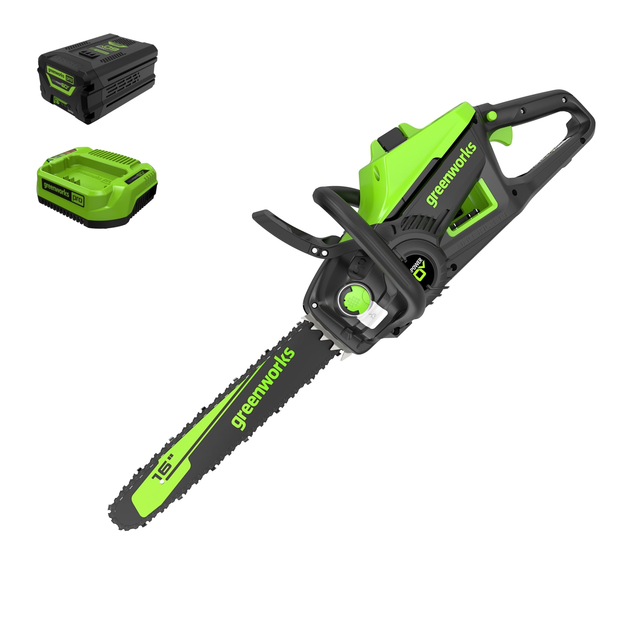 60V 16" Cordless Battery 2.0kW Chainsaw w/ 2.5Ah Battery & Charger MegaBDM