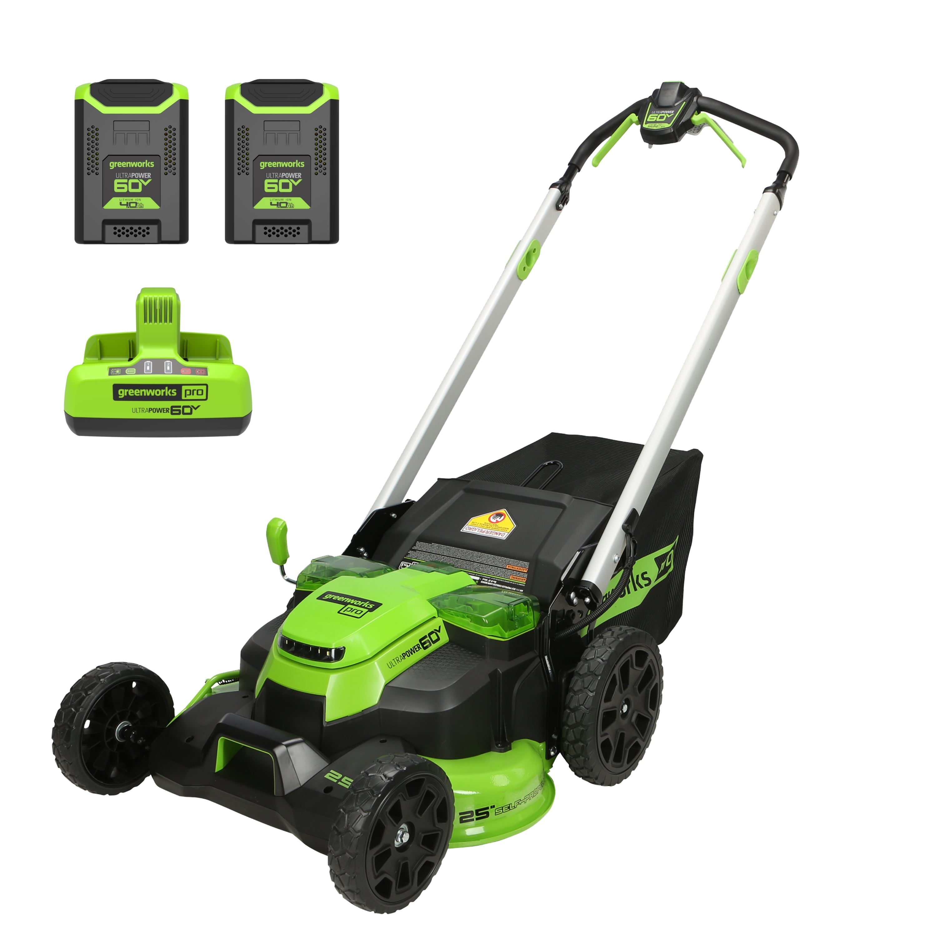 60V 25" Cordless Battery Dual Blade Self-Propelled Lawn Mower w/ Two (2) 4.0Ah Batteries & Dual-Port Charger, LM2516S MegaBDM