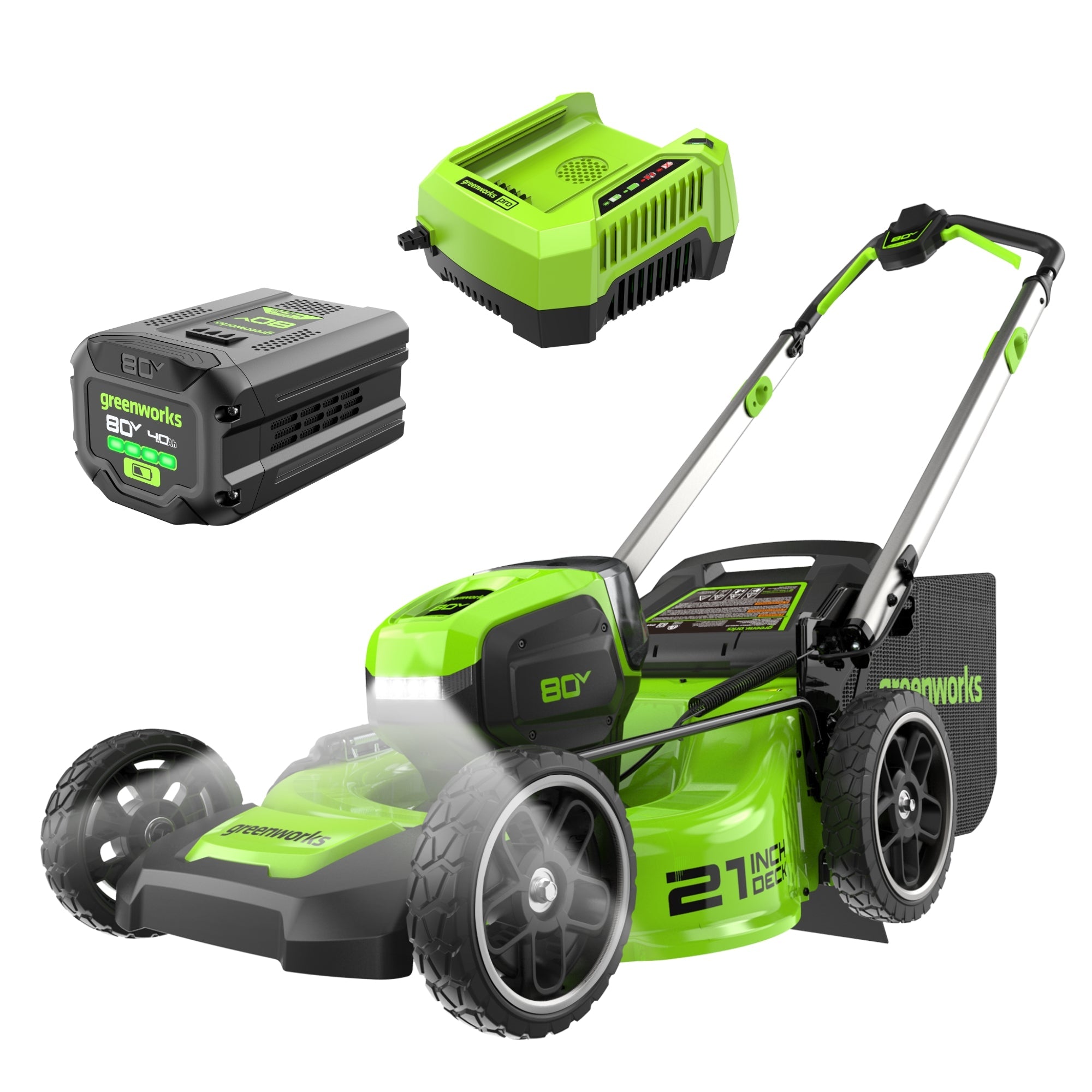 80V 21" Cordless Battery 4-in-1 Push Lawn Mower: 4.0 Ah Battery and Charger, LM2108 MegaBDM