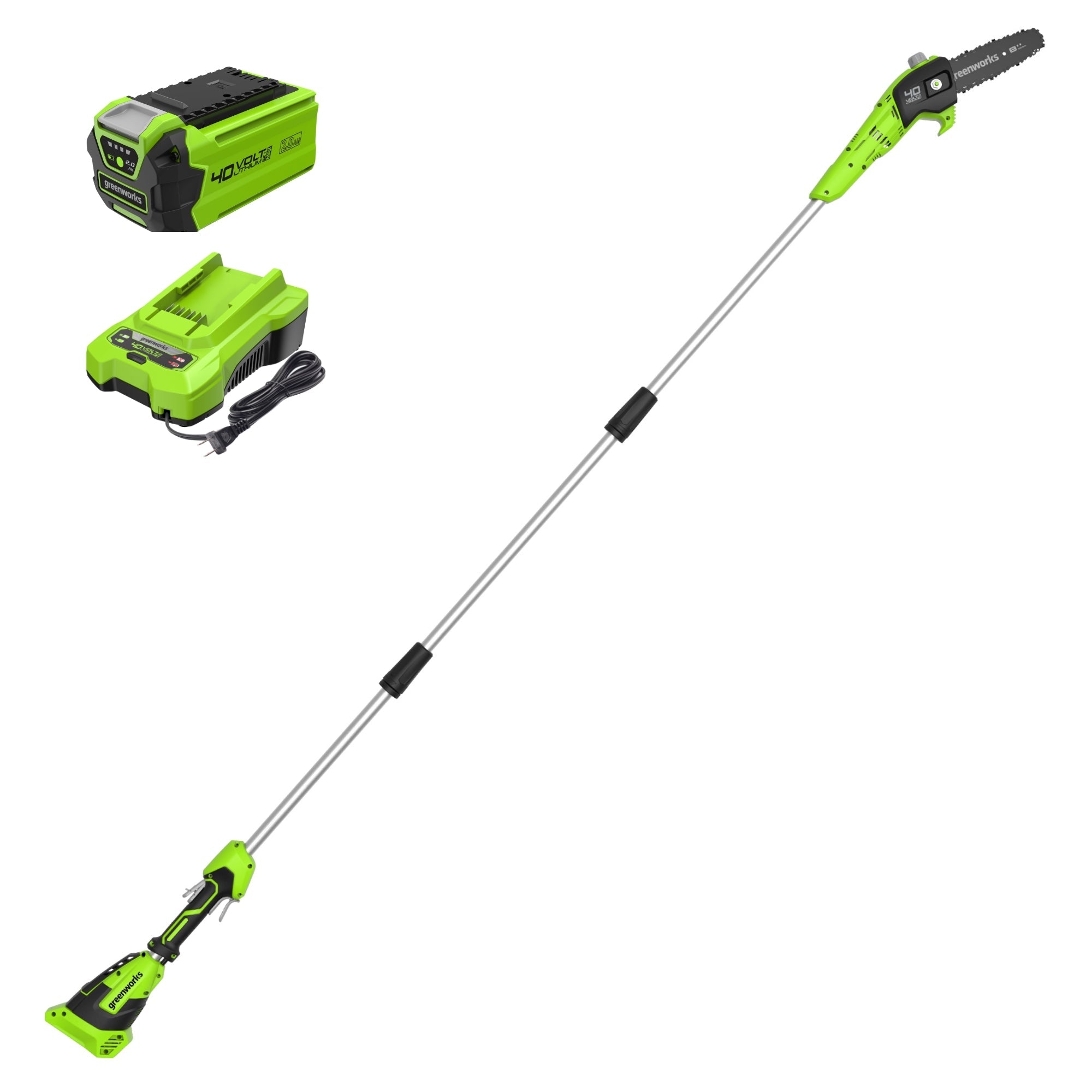 40V 8" Cordless Battery Pole Saw: 2.0 Ah Battery and Charger MegaBDM