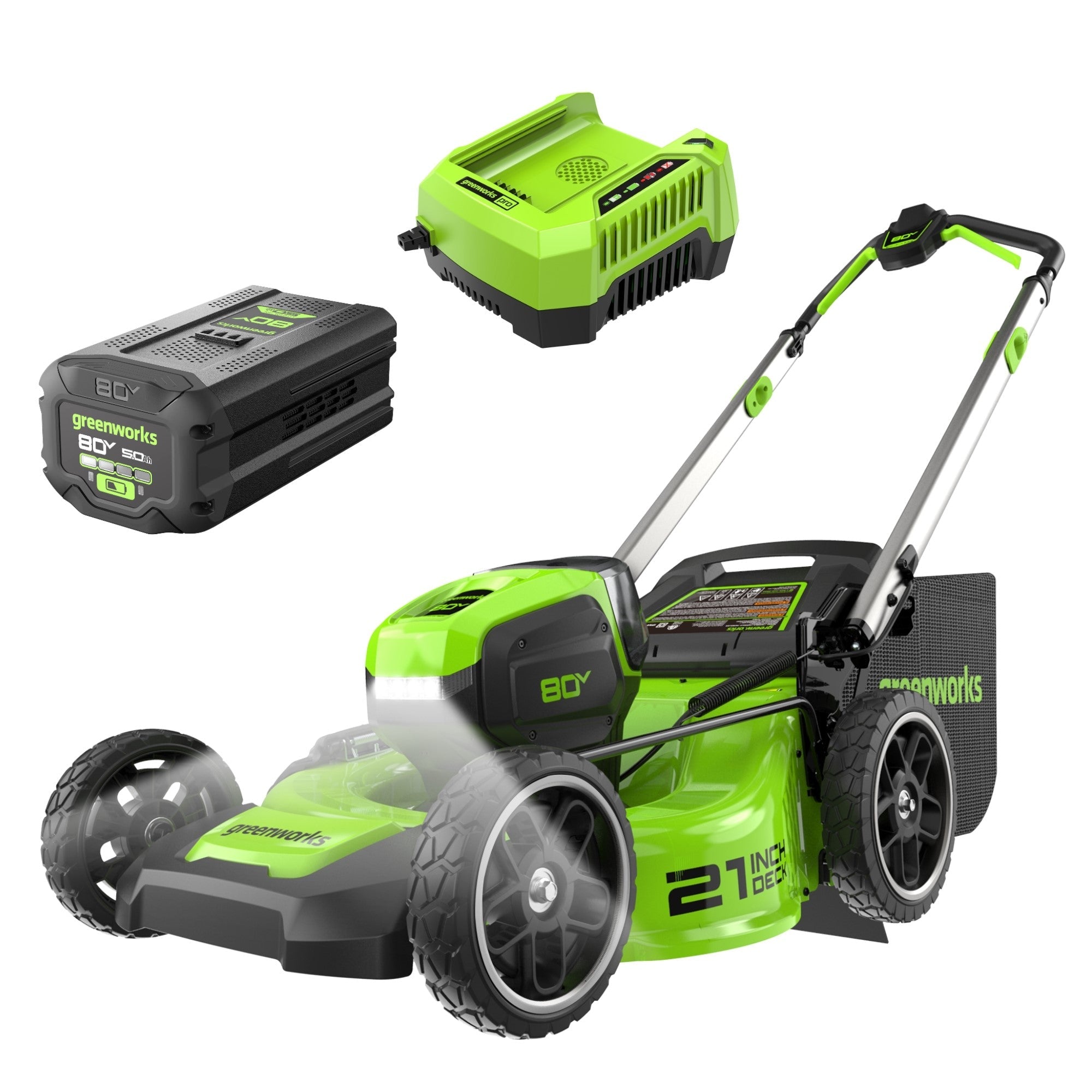 80V 21" Cordless Battery 4-in-1 Push Lawn Mower: 5.0 Ah Battery and 4A Charger, LM2108 MegaBDM