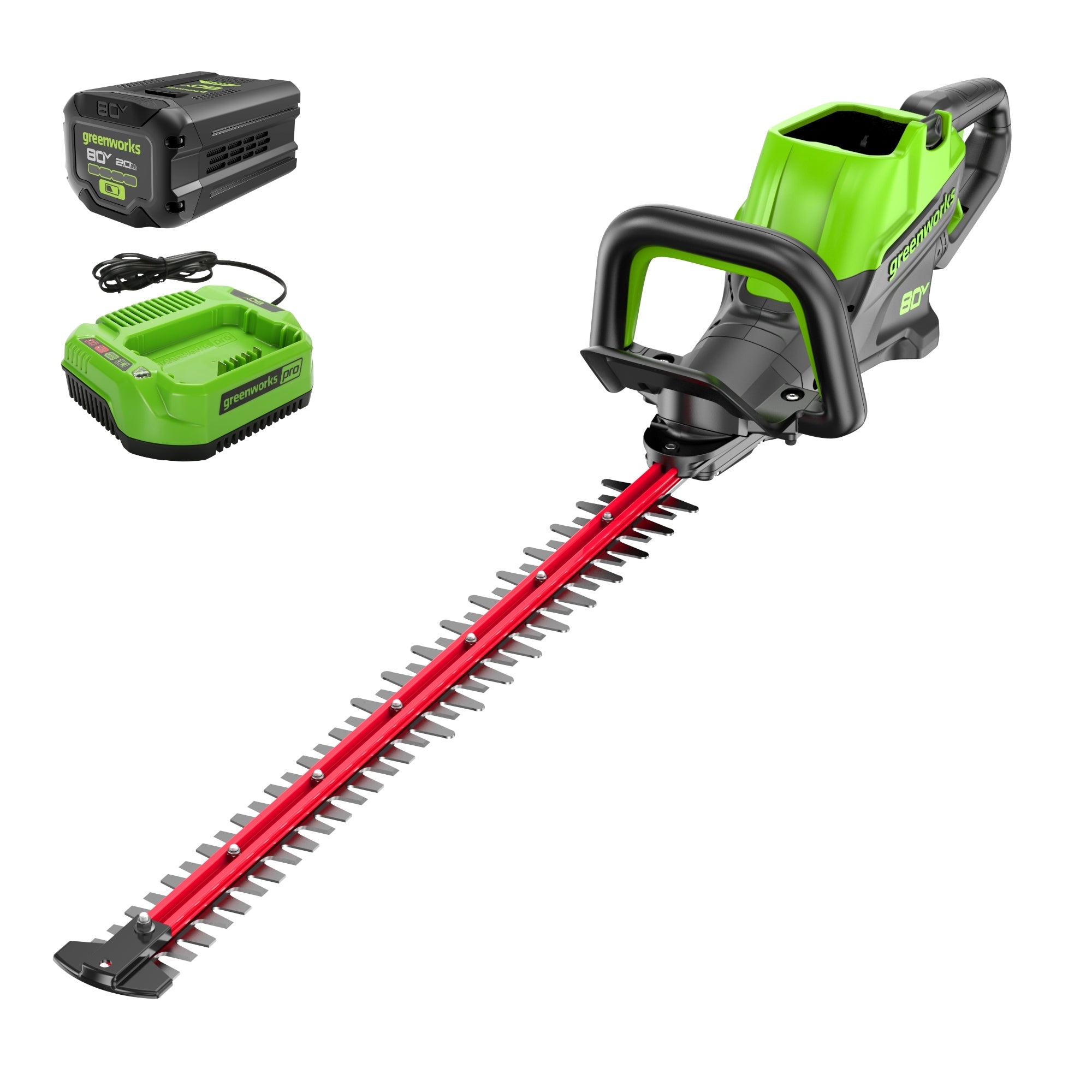 80V 26" Cordless Battery Hedge Trimmer (1.1" cut, 4000 SPM): 2.0 Ah Battery and Charger MegaBDM
