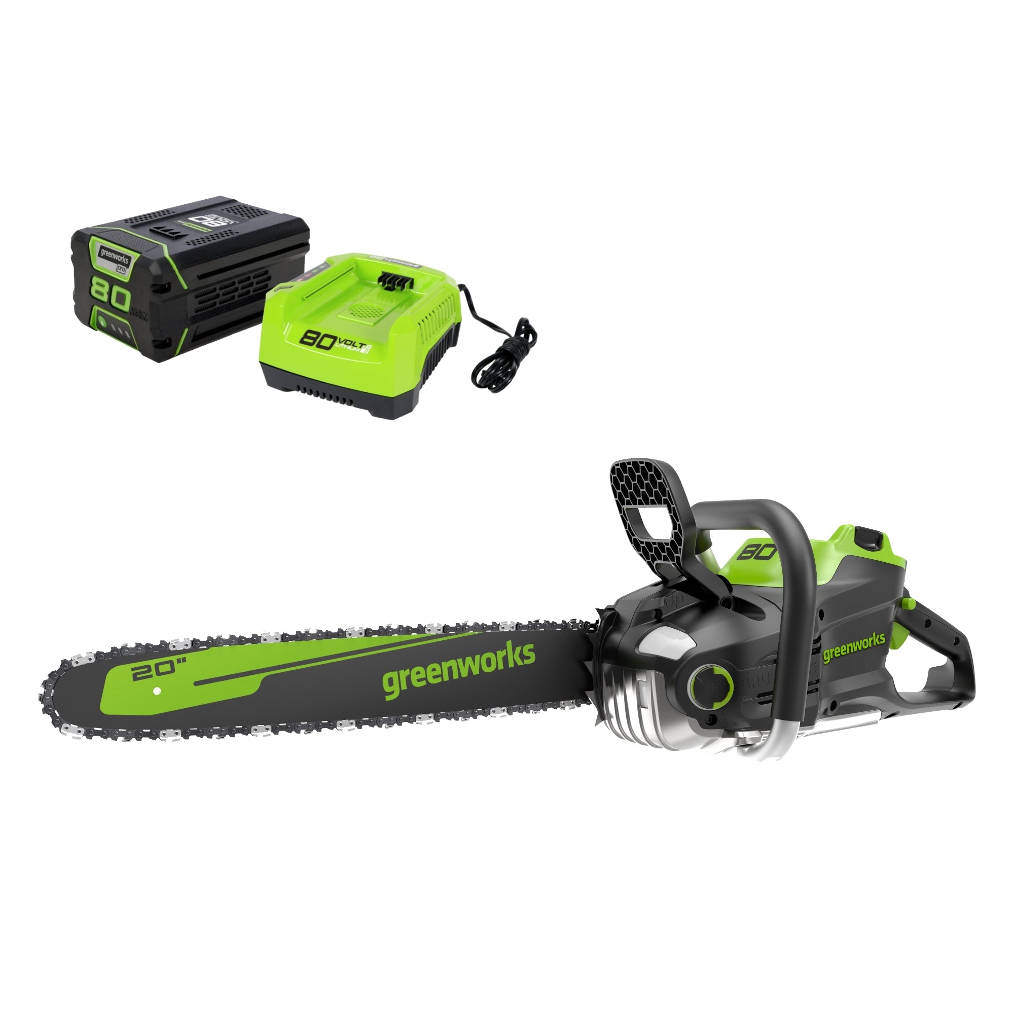 80V 20" Cordless Battery Chainsaw: 4.0 Ah Battery and Charger MegaBDM