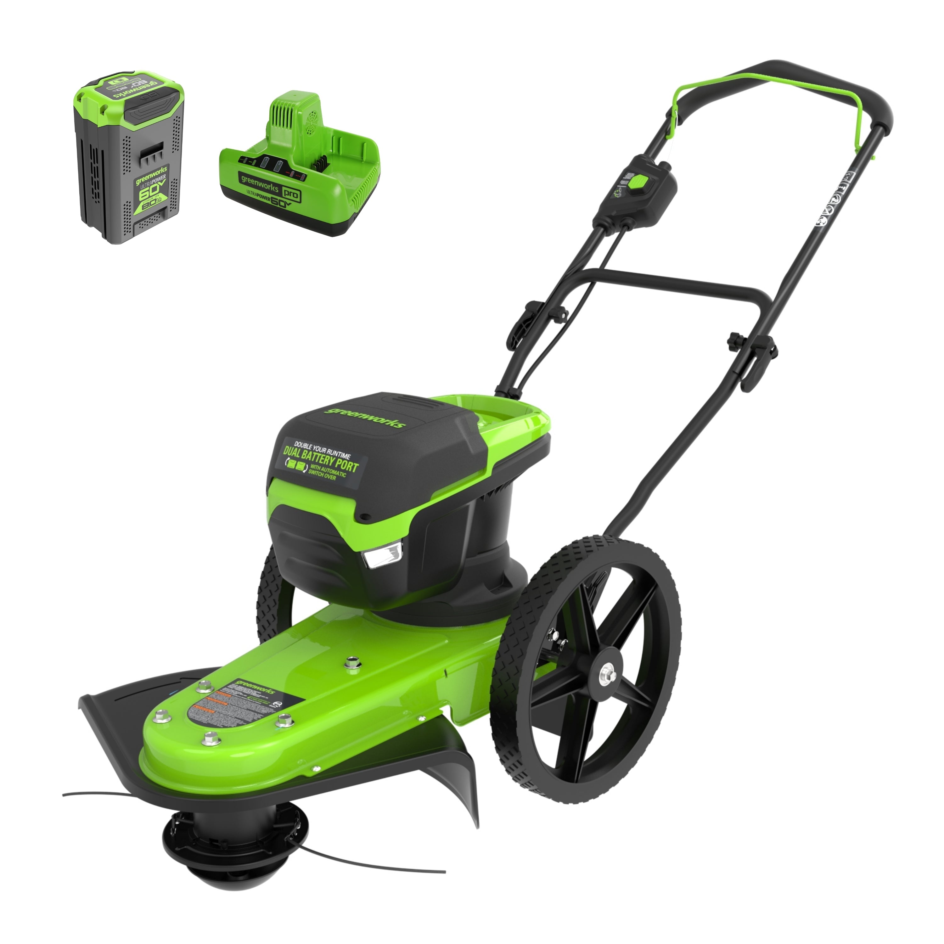 60V 22" Cordless Battery Wheeled String Trimmer, 8.0 Ah Battery and Charger MegaBDM