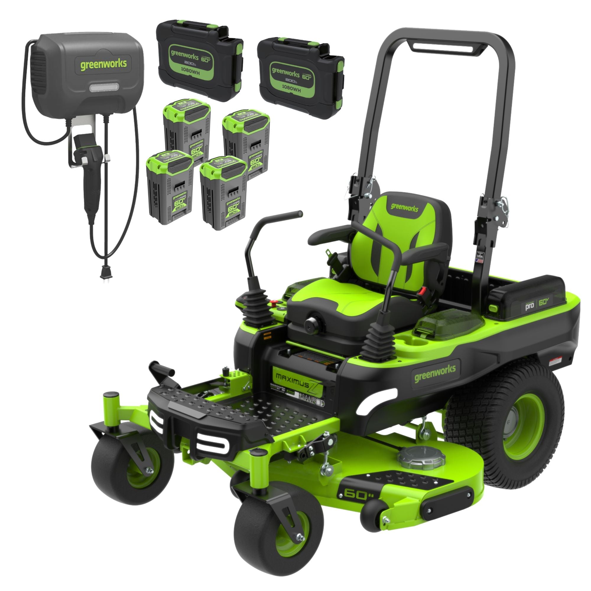 60V 60" MaximusZ Zero Turn: (2) 20.0 Ah, (4) 8.0 Ah Batteries and 1.5kW Charger, MZ6061 MegaBDM